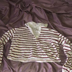 F21 striped cropped long sleeve